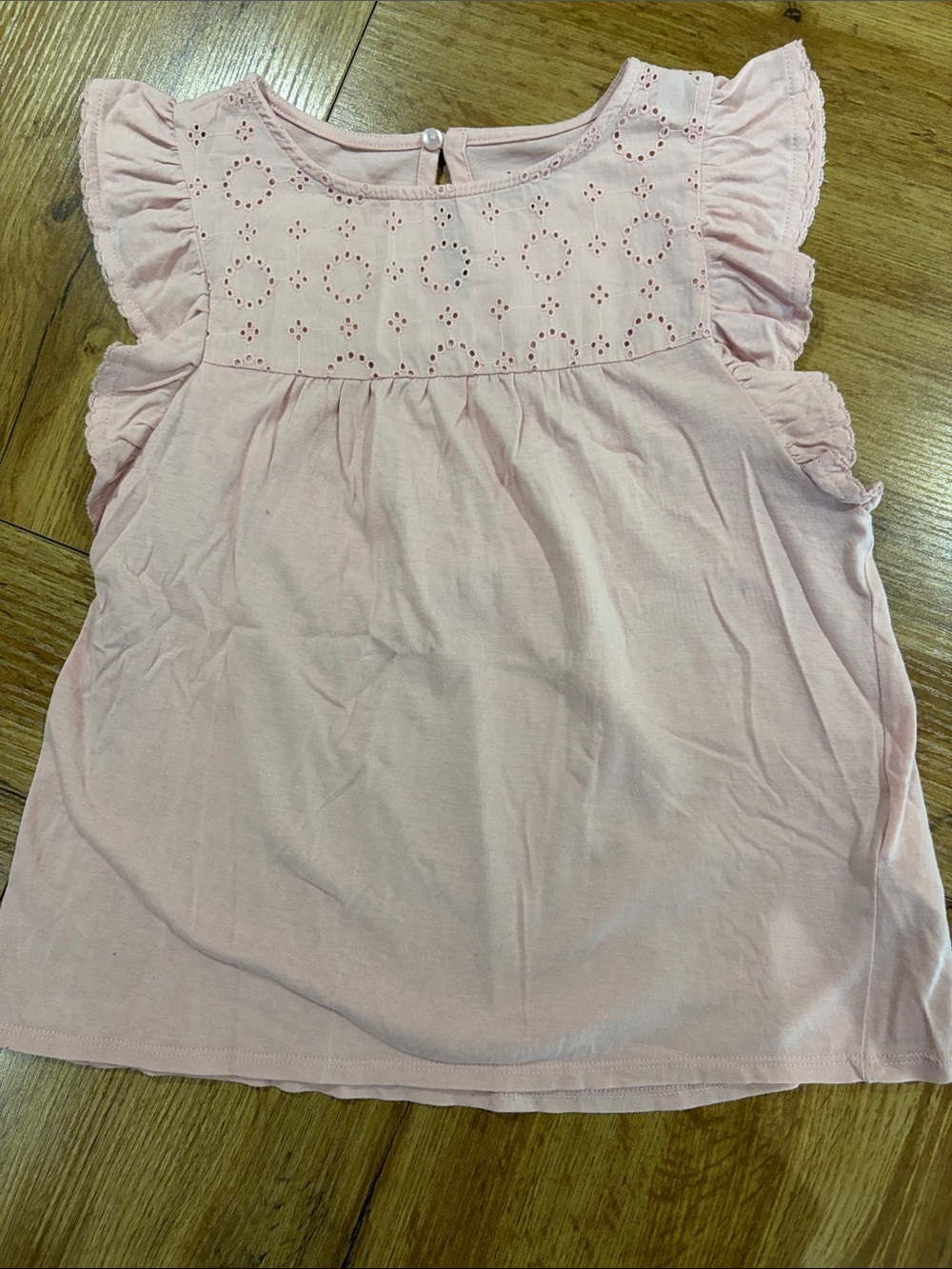 Toddler Girls' Pink Eyelet Flutter-Sleeve Dress